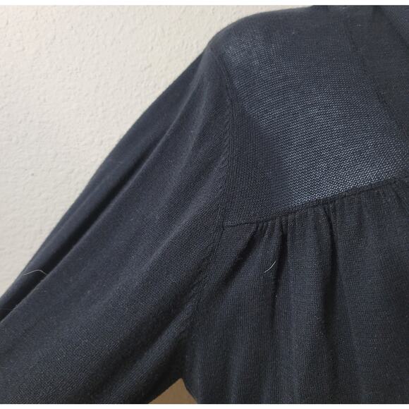 Lane Bryant Black Knitted Open Front Cardigan 14 16 Lightweight Ruched Sleeves - Picture 6 of 7